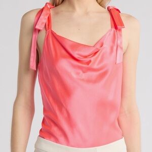 NEW Cinq a Sept Shoulder Tied Marta Cami in Neon Coral